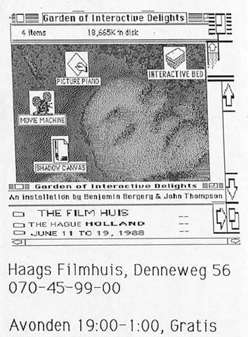 Cover of the Garden of Interactive Delights program booklet, Hague Summer Festival 1988.